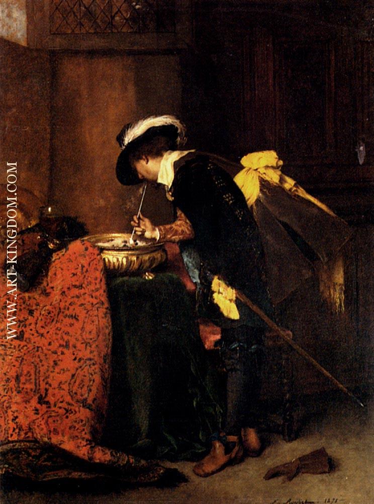 A Cavalier Lighting A Pipe