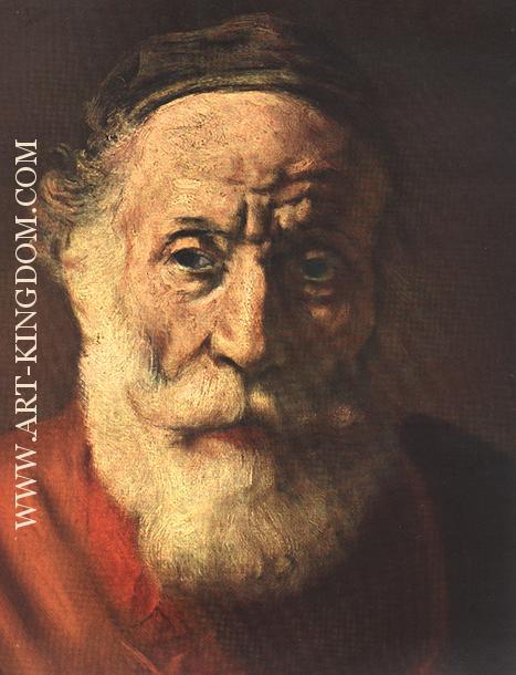 Rembrandt Portrait of an Old Man in Red detail 1