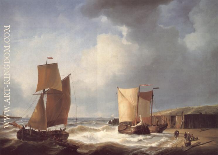 Fisher folk and Ships by the Coast