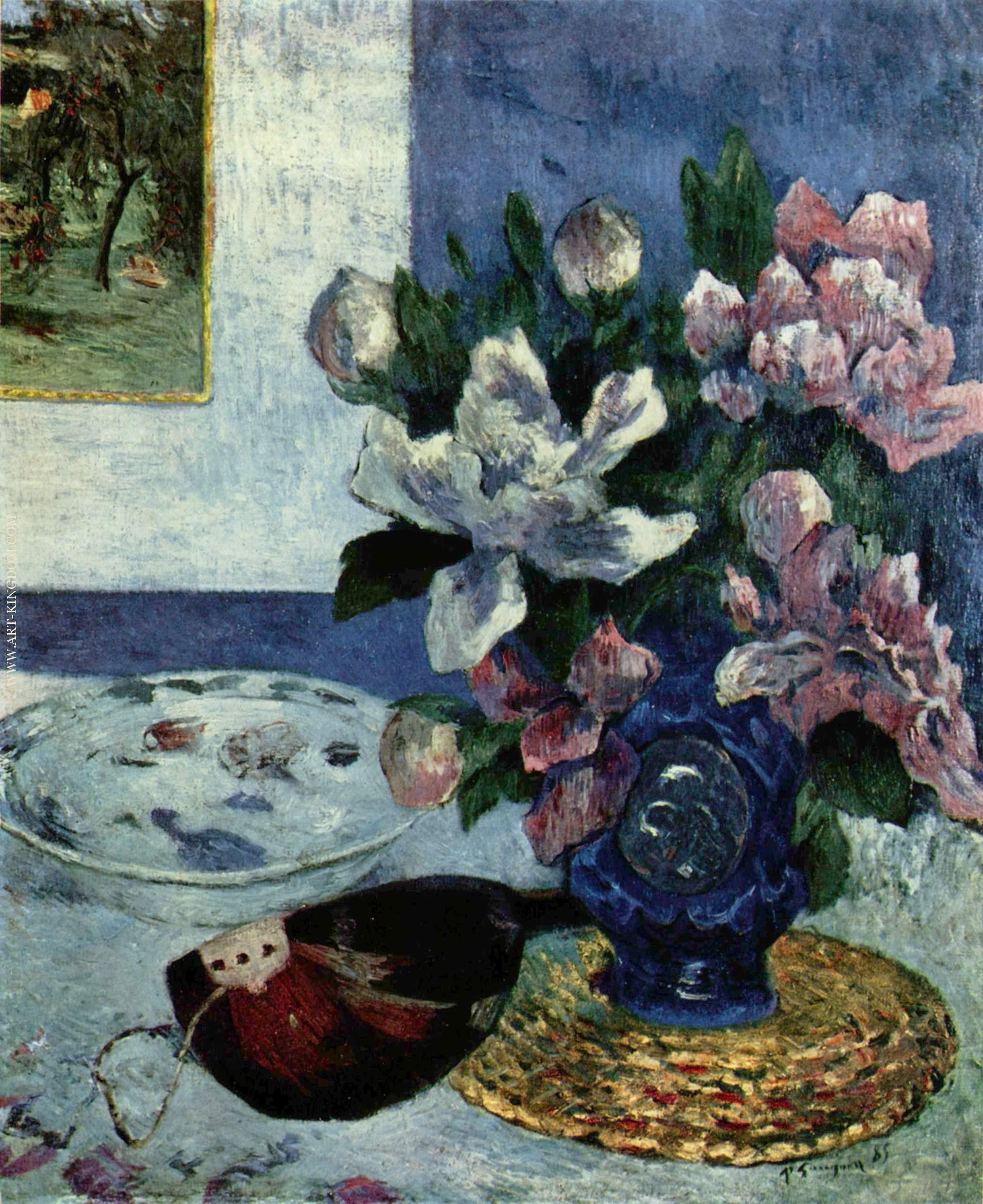 Still Life with Chinese Peonies and Mandolin