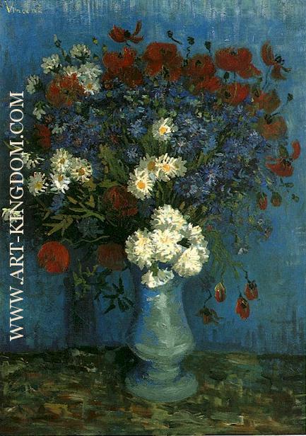 Vase avec bleuets coquelicots 1887