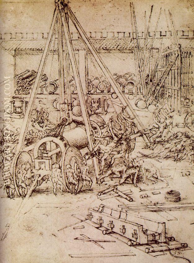 Drawing depicting the casting of giant cannon 1503 04