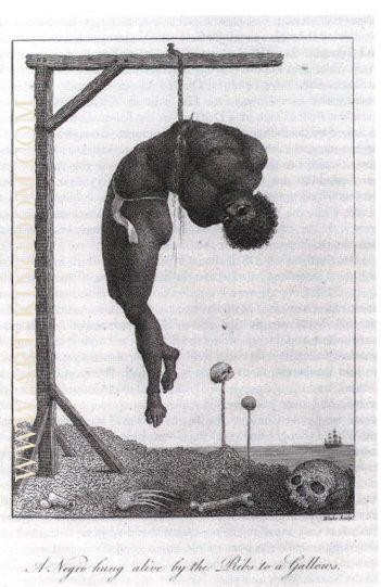 A Negro Hung Alive by the Ribs to a Gallows