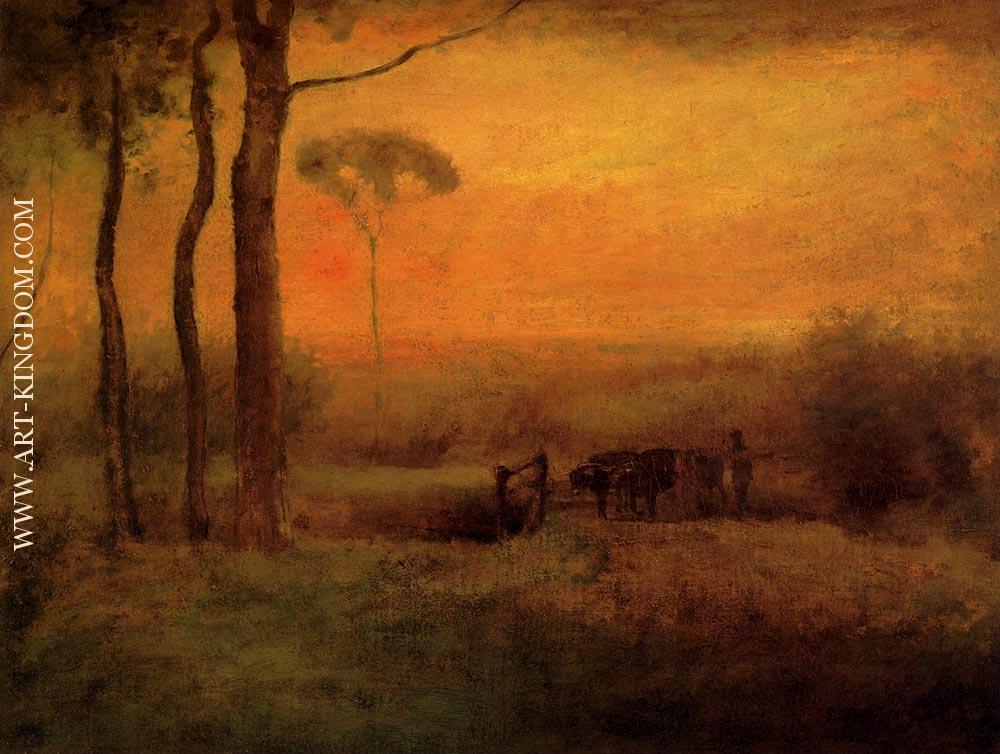 Pastoral Landscape At Sunset