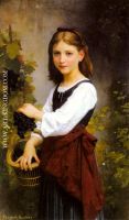 Young Girl Holding a Basket of Grapes