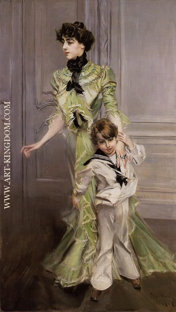 Portrait of Madame Georges Hugo n e Pauleen Menard Dozian and Her Son Jean