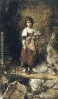 A Peasant Girl On A Footbridge