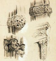 Dibujos de capiteles realizados por D az Olano en la Lonja 