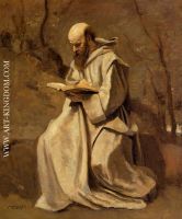 Monk in White Seated Reading