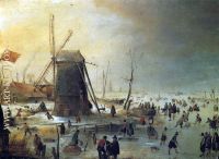 Winter Scene with Skaters by a Windmill