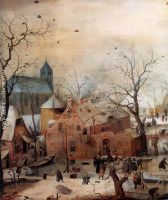 Winter Landscape with Skaters detail 