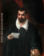 Portrait of a man holding a skull