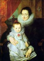 Portrait of Marie Clarisse woman of Jan Woverius with her child