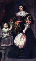 Portrait of Charlotte Butkens mistress of Anoy with her son