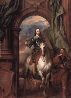 Portrait Karl I king of England to horse with his stable master Saint Antoine