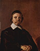 Portrait of a man with Scheitelk ppchen pointed collar and entangled hands