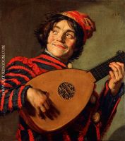 Buffoon playing a lute