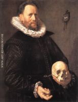 Portrait of a Man Holding a Skull