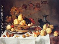 A Still Life of Pears Peaches Grapes and Quinces in a Basket