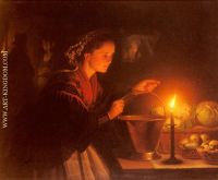 A Market Scene By Candlelight