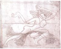 Female dancer etching 