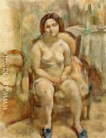 Seated Nude with Blue Slippers