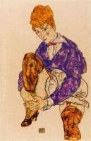 Portrait of the Artist s Wife Seated Holding Her Right Leg