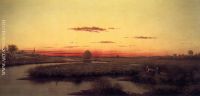 Duck Hunters in a Twilight Marsh