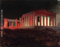 Parthenon Athens from the Northwest Illuminated Night View 