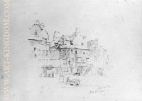 Village Square with Figures Doune Scotland from Cropsey Album 