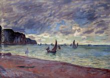Fishing Boats by the Beach and the Cliffs of Pourville