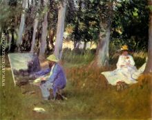 Sargent painting in a garden 1885