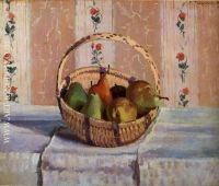 Still Life Apples and Pears in a Round Basket