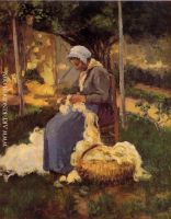 Peasant Woman Carding Wool