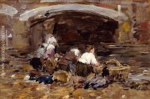 Laundresses near a Bridge