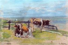 Cows on a Cliff at Villerville