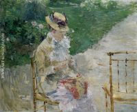 Young Woman Sewing in the Garden