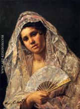 Spanish Dancer Wearing A Lace Mantilla