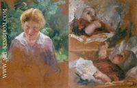 Studies of a baby verso young woman in a garden