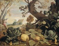 Landscape with fruit and vegetables in the foreground