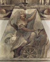 Fresco in Nonnekloser San Paolo in Parma Diana scene on fire in car
