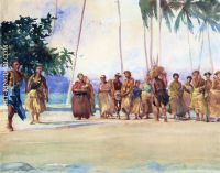 Fagaloa Bay Samoa 1890 The Taupo Gaase Marshalling the Women Who Bring Presents of Food