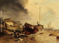 Andreas Achenbach A Fishingboat On The Beach