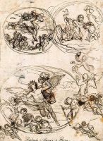 Sketches for the ceiling in the gallery at villa Albani