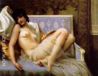 Young woman naked on a settee
