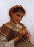 Young girl crocheting