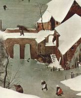 Pieter Bruegel the Elder Hunters in the snow detail 1 