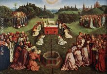 The Ghent Altarpiece Adoration of the Lamb detail 1 