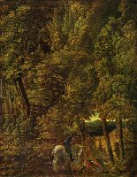 Forest landscape with St Georges dragon fight