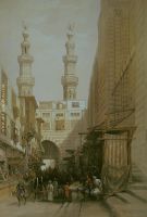 The minarets of the Bab Zuweyleh and entrance to the Mosque of the Metwalls Cairo